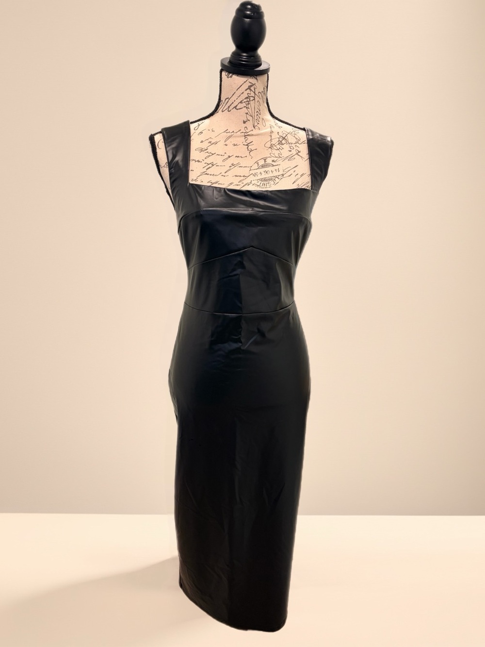 Commense Faux Leather Bodycon Midi Dress NWT Sz L Goth / Punk / Sexy